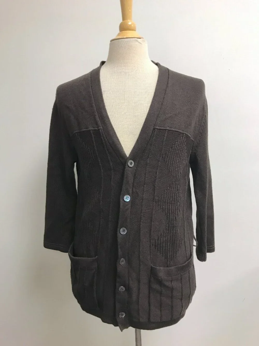 Gucci Tom Ford Brown wool silk cashmere button cardigan sweater M Vintage